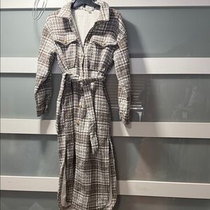 LBLC the label Brown and White Long Sleeve Dress